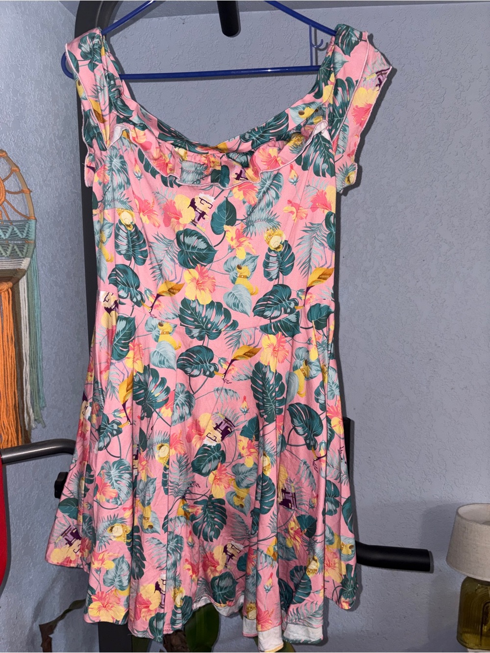 Women’s Pink Tropical Floral Dress with Disney’s Up characters